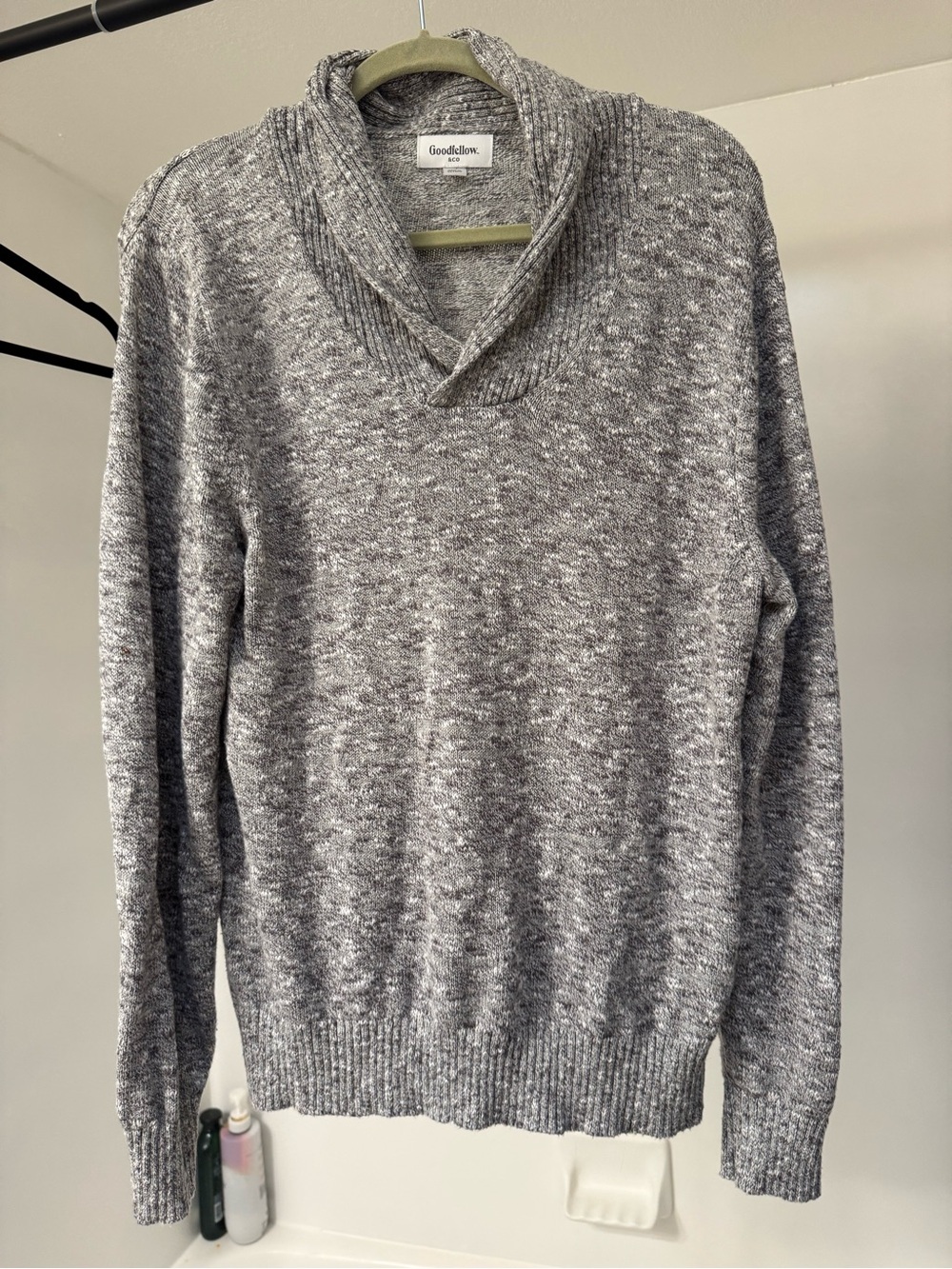 Goodfellow & Co Men's Heather Gray V-Neck Shawl Pullover Sweater